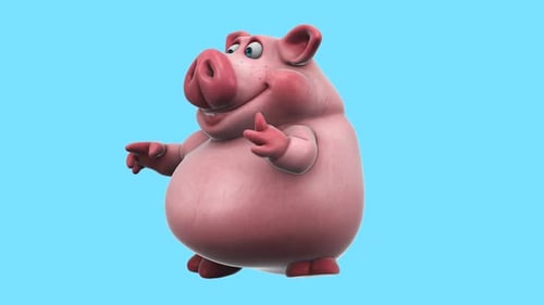 Fun 3D cartoon pig dancing (with alpha channel)