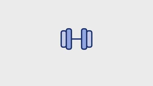 Animated Dumbbell Icon in Flat Design for Fitness Concepts