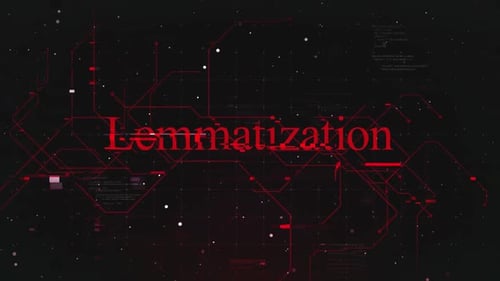 Texto de lematização sobre fundo futurista do ciberespaço