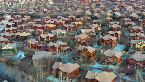 Drone view of Jackson Hole USA Copy Town near Beijing, China