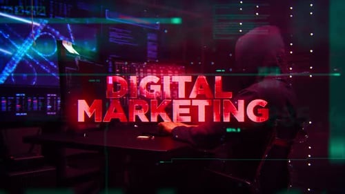 Digital Marketing Word On Hacker Concept Technology Futuristic Data Background