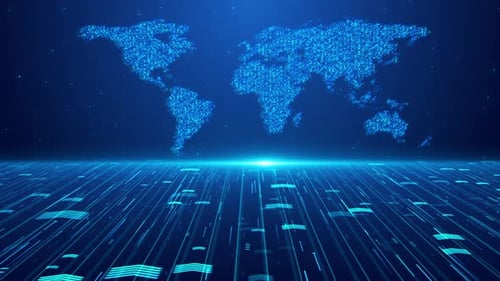 Blauer futuristischer Hintergrund Planet Erde Internet- und Technologiekarte des Planeten Weltkarte Global