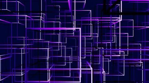 Purple Gradient Abstract Neon Cubes Background