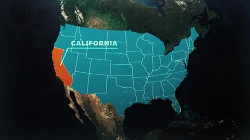 Satellitenkarten-Animation des US-Bundesstaates Kalifornien V2