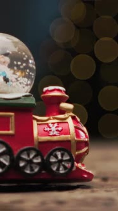 Santas Toy Train On The Table On Christmas Night