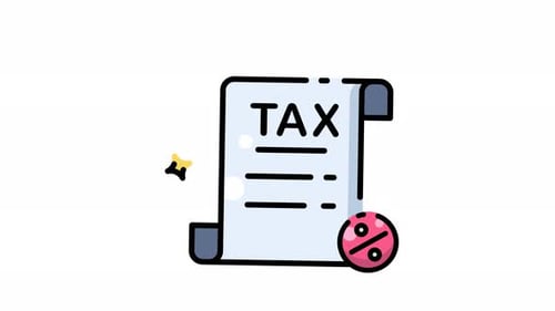 Tax Document Icon Animation with Percentage Sign and Golden Star