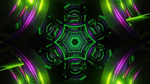 A VJ Loop with Flashing Neon Disco Strobe Light Rhythms and Colorful Backdrop