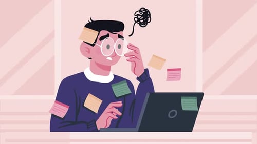 homme stressé avec trop de tâches au travail - surmené