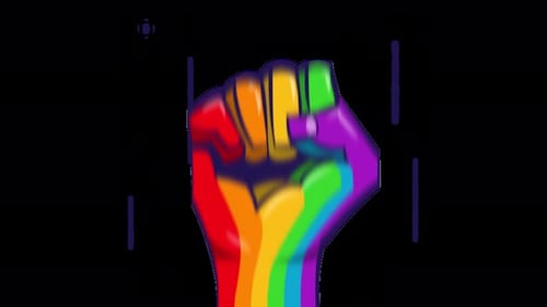 Animated Rainbow Fist Graphic for Pride Day