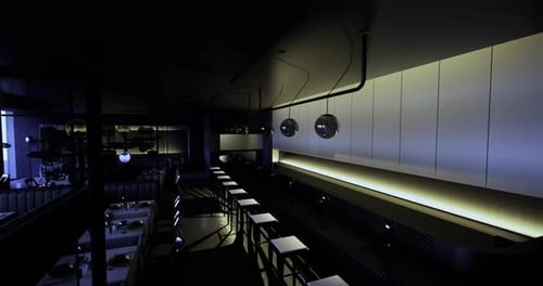 Modern Restaurant Bar Interior Lighting Animation