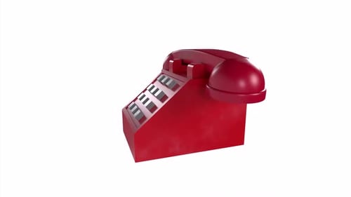 Red Telephone 3d object rotating loop
