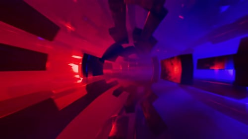 3D Animated Background of Abstract Seamless Loop Scifi Tunnel with Light Effects