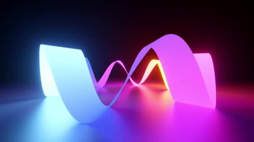 Dynamic neon ribbon flows with vibrant, glowing light effects