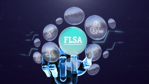 Robotic Hand Interacting with Digital Spheres Technology Concept