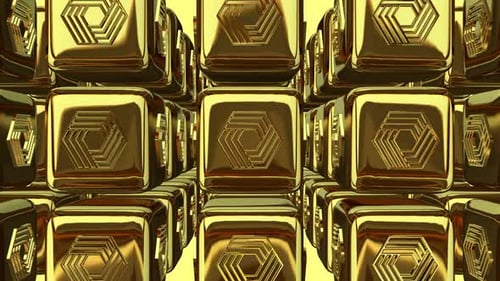 Luxury Business Background, Gold Cubes, 3D Render, Reflection, Exclusive, Figures
