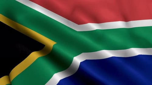 Waving South African Flag Loop with Fabric Texture