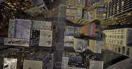 Urban Skyline Viewed From Above Showcasing City Streets and Buildings