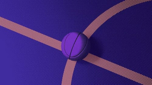 Retro Spinning Basketball Halftone Court Loop