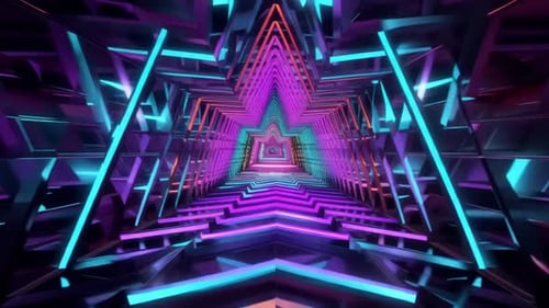 Abstract Neon Star Tunnel Sci Fi Motion Background