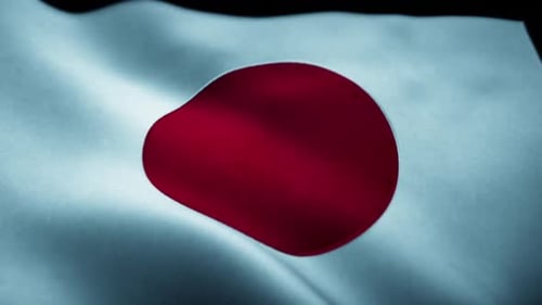 Waving Japan Flag in Realistic Fabric Style