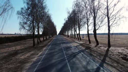 Spring Highway View From a Drone