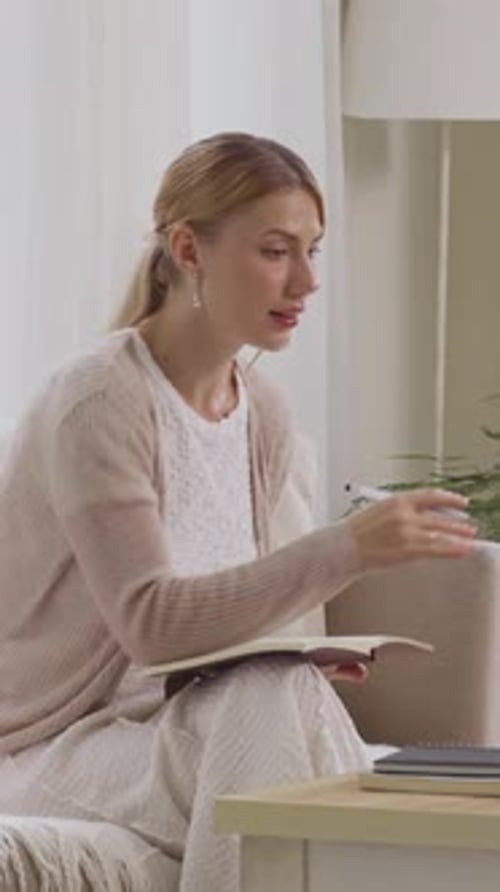 Freelance Employee Calling on Video at Home Office