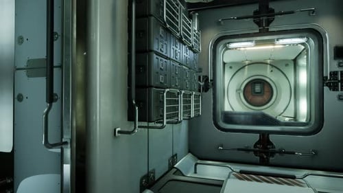 Innenraum der futuristischen Internationalen Raumstation