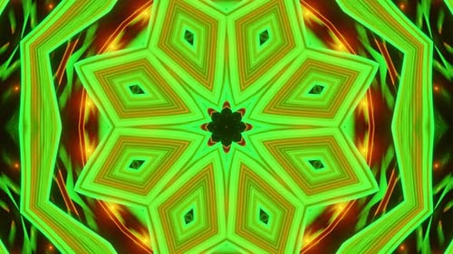 Design très coloré et complexe avec une étoile au centre. Kaléidoscope VJ Loop
