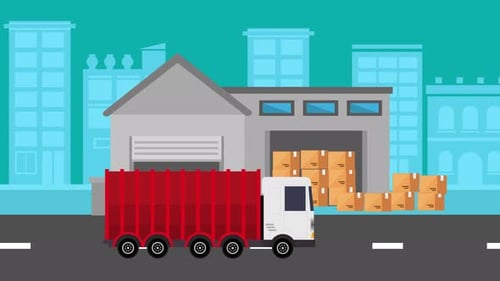 Logistic Services With Warehouse Building Animation