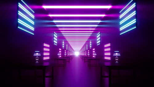 Neon Light Multi Screen Hallway Vj Loop