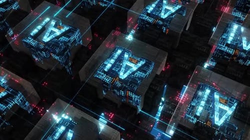 Digitalization concept: the CPU activates futuristic AI