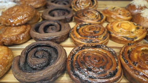 Close Up Cinnamon Danish Roll on Table