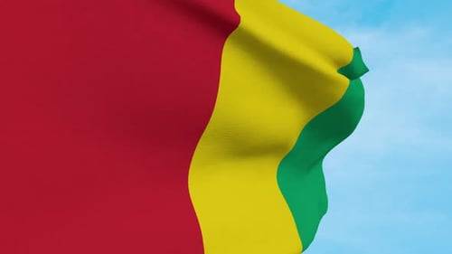 Realistic Waving Flag of Guinea Animation on Blue Sky