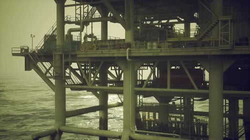 Abandoned Offshore Installation Gradually Decaying and Rusting Away