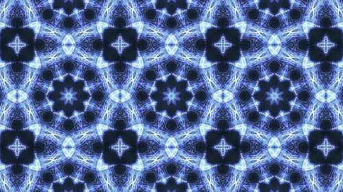 Glowing Blue Geometric Kaleidoscope Particle Loop Background