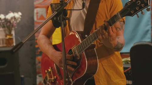 Musician Performing with an Electric Guitar