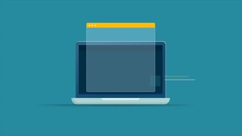 Flat Design Laptop with Corporate Data Screens