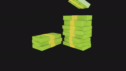 Animated 3D Money Stacks Accumulating