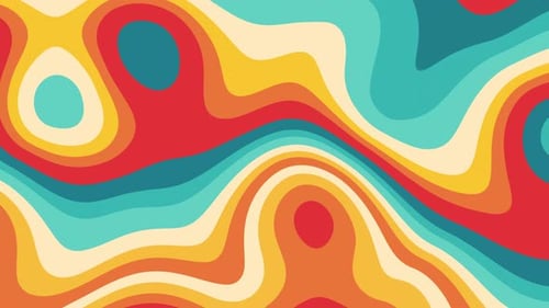 Retro Flat Rainbow Wave Background Loop