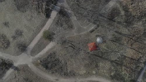 a larger forest camping site winter filmed (top view) at LOG profile.