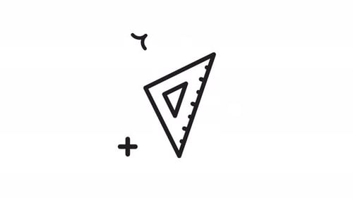 Animiertes Lineal-Grafiksymbol mit Dreieck. Nahtloses Loop-Video mit Alphakanal auf
transparentem Hintergrund