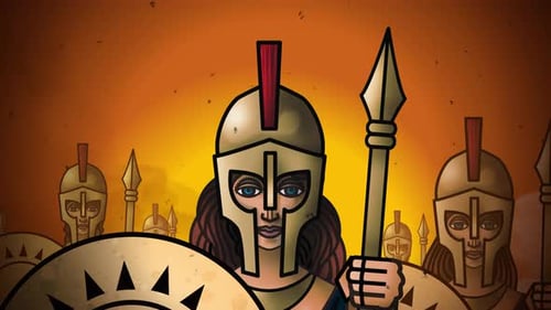 Ancient Warriors with Spears and Shields Illustrated Animation