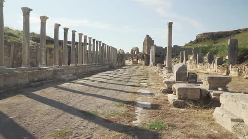 Scenic colonnade in Perge (Perga) at Antalya Province, Turkey