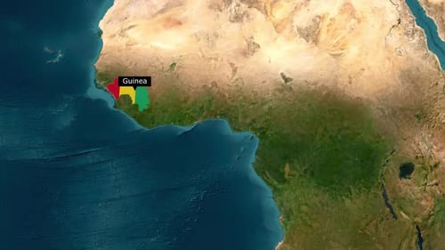 Guinea Map Outline Reveal with Flag Colors