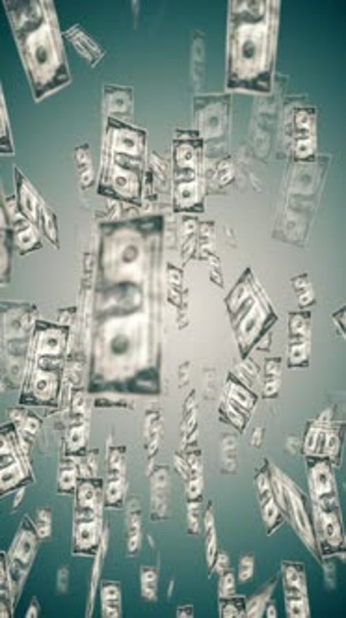 Vertical Video - Falling Dollar Bills Motion Background