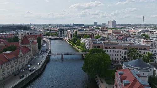 Aerial view of Spree river in berlin , Germany