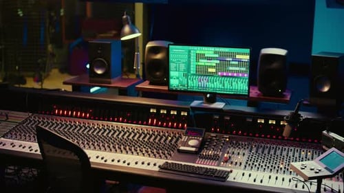 Music Record Studio Control Room with Daw Software Used to Mix and Master Audio