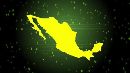 Futuristic Digital Map of Mexico Reveal with Glitch Effect