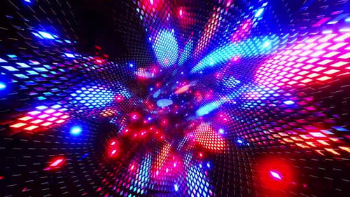 Le tunnel dynamique de lumières rouges et bleues vibrantes zoome vers l'avant