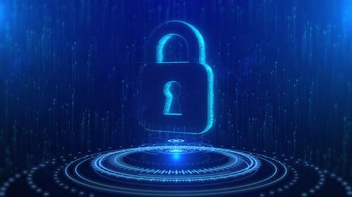 Lock Text Cyberspace Future Digital Technology Hologram Concept